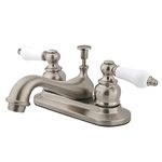 KINGSTON BRASS KB608B Victorian Center Set Lavatory Faucet with Brass/ABS Pop-Up, 4-1/2", Satin Nickel