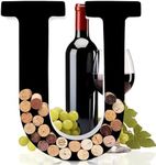 will's Metal Wine Cork Holder - Letters A to Z | Modern Housewarming Gift, Home Bar Decor Wine Gift, Wine Bar Decor, Wedding Registry Items | Large Wall Art | Wine Gifts for Women, Black Large (U)