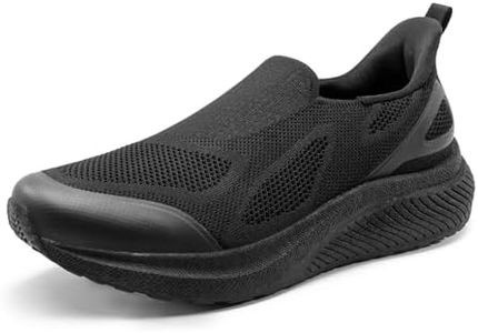 ALLSWIFIT Men's Hands-Free Slip On Walking Shoes Laceless Comfortable Tennis Sneakers,Size 10,All Black,SARR016M