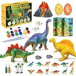 Lehoo Castle Kids Painting Set, Arts and Crafts for Kids, Paint Your Own Dinosaur Painting Kit, Craft Kits for Kids 3D Dinasour Gift with Dinosaur Egg, 12 Color Painting Sets for Children