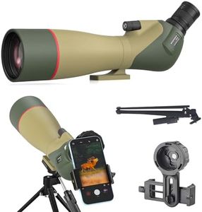 WOSPORTS 25-75x85 Spotting Scopes with Tripod, Carrying Bag, Phone Adapter, HD BAK4 Porro Prism, Waterproof Spotter Scope for Hunting, Target Shooting, Bird Watching, Wildlife Viewing, Dark Green