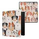 kwmobile Case Compatible with Amazon Kindle Oasis 10. Generation Case - eReader Cover - Dogs White/Light Brown/Grey