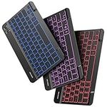 OMOTON Ultra-Slim Wireless Bluetooth Keyboard, 7-Color Backlit Rechargeable Compatible with iPad 9th 2021/ 8th 2020 /7th Generation 10.2, iPad Pro 11/12.9, iPad Air 4 10.5, iPad 9.7, iPad Mini and Phone (Black)