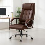 INNOWIN Profit High Back Orthopedic Boss Chair with 3 Year Limited Warranty | Executive leatherrite Office Chair, Ergonomic Executive Chair with Spacious Cushioned Seat | Heavy Duty Metal Base | Brown