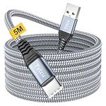 Txtcu Long USB C Cable 5m, USB C Charger Cable Braided USB Type C Cable Fast Charging Compatible for PS5 Controller,Xbox,Samsung Galaxy S20/S10/S9,Note 10 9 8,LG,Motorola,Switch,Kindle Fire,Huawei