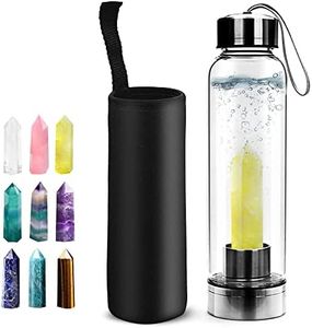 HINATAA Crystal Water Bottle, Removable Healing Natural Quartz Water Bottle, 550 ml (Yellow)