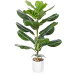CROSOFMI Fake Plants Fiddle Leaf Fig Tree 75cm Artificial Faux Plants for Indoors and Outdoors Plastic Pot for Office Home House Party Decorations (1 PACK)