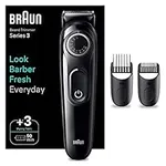 Braun Beard Trimmer Series 3 3410, Electric Beard Trimmer for Men, Incl. Ultra-Sharp Blade, 40 Length Settings, Styling Tools, Rechargeable 50-min Cordless Runtime & Washable