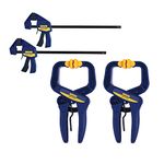 IRWIN Quick-Grip Clamps, 4 Piece Set with Bar Clamps, 4-1/4", Handi Clamps, 2" (IRHT83222)
