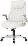 Nouhaus +Posture Ergonomic PU Leather Office Chair. Click5 Lumbar Support with FlipAdjust Armrests. Modern Executive Chair and Computer Desk Chair (White)