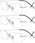 krlanhx Rimless Titanium Alloy Men Eyeglasses Frame Clear Rectangle Ultralight, Silver, Medium