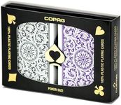 Copag 1546 100% Plastic Poker Playing Cards, Jumbo Index Purple & Grey Backs Twin Pack