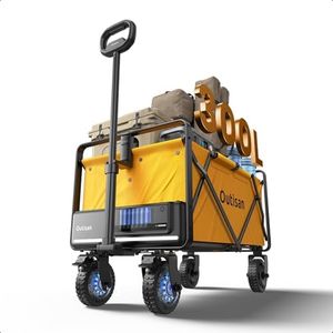 e-Wagon Air Adventure-Ready Electric Wagon, 9-Mile Range Dual Motor Cart, 300LB Capacity 3-Second Fold, Heavy-Duty Collapsible Wagon for Camping, Sports, Beach, Bright Yellow
