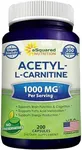 aSquared Nutrition Acetyl L-Carnitine 1000mg Max Strength - 200 Veggie Capsules - High Dosage Acetyl L Carnitine HCL (ALCAR) Supplement Pills to Support Pure Energy, Brain Function & Fatty Acid