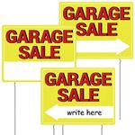 MTCode 3PCS Garage Sale Sign, 17"*13" Garage Sale Signs with Stakes, Waterproof Garage Sale Kit, Double Sided Garage Sale Signs with Directional Arrows