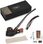 Obetis Ebony Tobacco Pipe Set - Wood Tobacco Pipe with Replaceable Brown Stem, Handmade Tobacco Pipe with Leather Stand, Practical Tobacco Pipe Kit with Gift Box, Perfect for Beginner and Pipe Lover