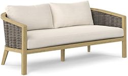 SIMPLIHOME Parkside 70 Inch Wide Contemporary Outdoor Sofa in Natural Polyester Fabric, Fully Assembled, For the Living Room and Family Room