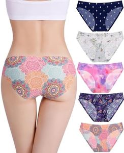 Kingfung Women Seamless Hipster Panties,No Show Invisible Stretch Bikini Underwear,Briefs Undies for Women,Tanga,5-7Pack(6038-D XL)