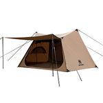 OneTigris Solo Homestead TC Canvas Hot Tent with Stove Jack, Fire-Retardant Wind-Proof Durable, 2 Person 4 Season Bushcraft Shelter Tent for Family Camping Hunting Fishing Motorcycling (Coyote Brown)