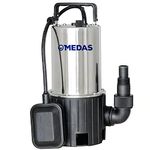 MEDAS 550W 12000 L/H Electric Portable Stainless Steel Submersible Dirty Water Sump Pumps for Garden Pond Basement with Float Switch