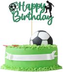 Confetti! Football Soccer Cake Topper Happy Birthday Sign Football Player Cake Decorations for Sport Theme Man Boy Girl Birthday Party Decoration Supplies