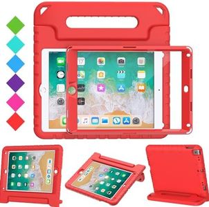 BMOUO Kids Case for iPad 6th 5th Generation (iPad 9.7 Inch, 2018/2017) / iPad Air 2 - with Screen Protector, Shockproof Handle Stand Kids Case for iPad 9.7" (iPad 6th 5th Generation), Red