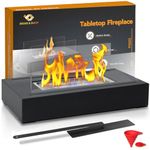 BRIAN & DANY Ventless Tabletop Portable Bio Ethanol Fireplace Indoor Outdoor Fire Pit in Black with Fire Killer and Funnel