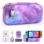 Carrying Case for NS Switch, innoAura 14 in 1 Switch Accessories Bundles with Switch Portable Case, Switch Protective Cover J-con Shell, Switch Screen Protector, Switch Game Case (Galaxy Purple)