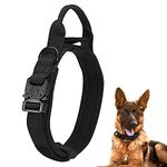 Xundefeng Tactical Dog Collar Military Dog Training Collar Control Handle and Heavy Metal Buckle for Medium Large Dog Training Black L