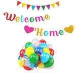 DERJDISF Welcome Home Decorations, Welcome Home Banners Balloons Set, Glitter Banner, Pennant Flag Bunting, Ideal for Family Reunion, Housewarming and Theme Party Supplies Decorations