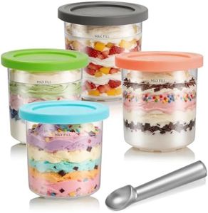 4 Pack Creami Pints and Color Lids Set, Extra Containers 16oz Compatible with NC299AMZ & NC300s Series, BPA-Free & Dishwasher Safe Replacement Cups