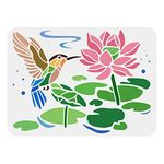 FINGERINSPIRE Hummingbirds Lotus Flower Stencil 11.7x8.3 inch Large A4 Reusable Drawing Template Flexible Sheets DIY T-Shirt Paint Vinyl for Painting Drawing on Wood, Floor, Wall and Tile