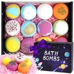 LOPHE Bath Bombs Gift Set, 12 Pcs Fizzy Bubble Bath Bombs, Natural Handmade Non-Staining Organic Bubble Bathbombs Kit with Essential Oil, Bubble Bath and Spa Bomb Gift for Women, Men, Boys and Girls