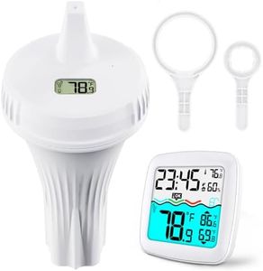 Wireless Pool Thermometer Floating, IPX8 Waterproof & Rugged Swimming Pool Temperature with Tether, Instant Digital Display, with 2 Sealing Wrenches