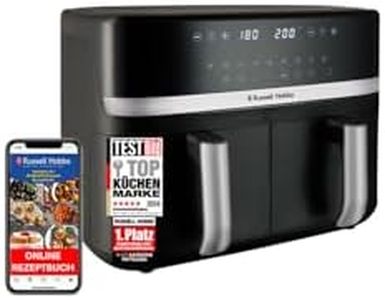 Russell Hobbs Heißluftfritteuse 2 Kammern 9L Rapid AirFryer [2 Fächer je 4,5l, sehr leiser Betrieb, 9 Programme] SatisFry Fritteuse (spülmaschinenfest, Match & Synchronisierungsfunktion) 27681-56