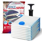 SpaceSaver Vacuum Storage Bags - Clothes Storage Bag Vacuum Pack - Space Saver Vacuum Storage Bags for Clothes Storage, Vacuum Bags for Bedding - Vacuum Bags for Clothes - with Pump (MEDIUM 8-Pack)