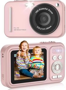 Digital Camera for Kids, WITYEAH 48MP FHD 1080P Point and Shoot Digital Cameras with 16X Zoom Anti-Shake, Compact Portable Cameras for Photography, for Boys Girls Teens Beginners-Pink