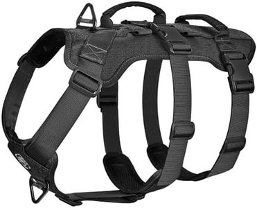 OneTigris Pettorina per cani, T-Bone, tattica con 2 manici, a prova di rottura, regolabile, per cani, caccia, escursionismo, allenamento, passeggiate, attività all'aperto (nero, M)