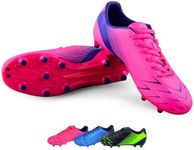 Vizari Ranger FG Soccer Cleats for Kids | Lightweight and Water-Resistant Boys Soccer Cleats | Two-Color Football Cleats with Durability and Comfort for Indoor and Outdoor Play, Pink/Purple, 13.5