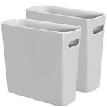 Youngever 2 Pack 5.5L Slim Trash Can, Re-usable 5.5L Plastic Garbage Container Bin, Small Trash Bin with Handles for Home Office, Living Room, Study Room, Kitchen, Bathroom (Grey)