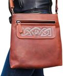 Biddy Murphy Irish Hand Bag Crossbody Brown Leather Embossed Celtic Weave Made in Ireland