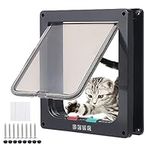 Coolty Cat Flap Lockable Cat Door 4-Way Locking Pet Flap Safety Pet Door for Interior Exterior Door Window Wall, Black (Outer Size: 25 * 23.5cm)