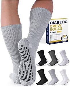 Pembrook 6 Pairs Diabetic Socks with Grippers for Men & Women - 12 Colors Neuropathy Socks for Women | Edema Socks, Multicolored - 6 Pairs, Large