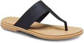 Crocs Women's Tulum Flip Flops, Black/Tan, 6