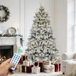 YITAHOME 6 FT Pre-Lit Snow Flocked 