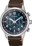 Citizen Men's Chronograph Eco-Drive Watch with Leather Strap CA4420-13L