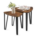 VASAGLE Nesting Triangle End Tables, Coffee Tables for Living Room Bedroom, Industrial Accent Stacking Side Tables with Metal Frame, Rustic Brown and Black ULET013B01