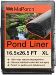 MAPORCH Pond Liner 16.5 x 26.5 FT Waterproof 100% HDPE Reinforced Polyethylene 20 Mil for Fish Koi Pond, Fountain, Waterfall, Water Tank, Pond Liners for Outdoor Ponds- UV Resistant Pool Liner, Black