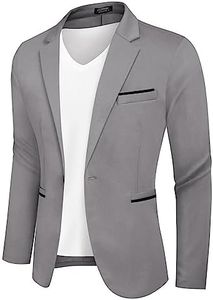 COOFANDY Mens Cotton Casual Lapel Blazer Jacket Lightweight Sport Coat Grey