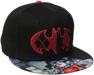 DC Comics Men's Harley Quinn Sublimated Visor Flat Brim Snap Back, Black, One Size